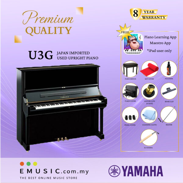 PREMIUM QUALITY YAMAHA U3G - Used Acoustic Upright Piano Japan Imported Local Refurbish Recon Piano U3G