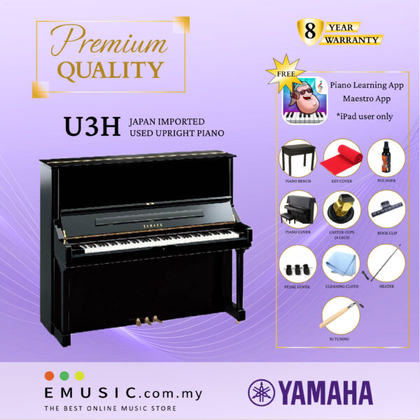 PREMIUM QUALITY YAMAHA U3H - Used Acoustic Upright Piano Japan Imported Local Refurbish Recon Piano U3H