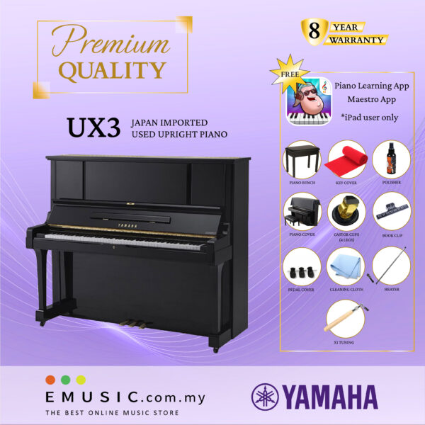 PREMIUM QUALITY YAMAHA UX3 - Used Acoustic Upright Piano Japan Imported Local Refurbish Recon Piano UX3