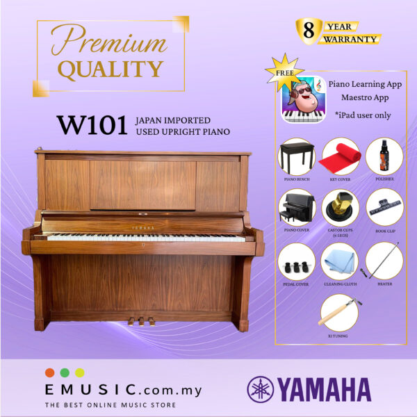 PREMIUM QUALITY YAMAHA W101 - Used Acoustic Upright Piano Japan Imported Local Refurbish Recon Piano W101