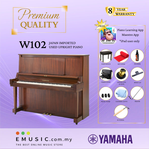 PREMIUM QUALITY YAMAHA W102 - Used Acoustic Upright Piano Japan Imported Local Refurbish Recon Piano W102