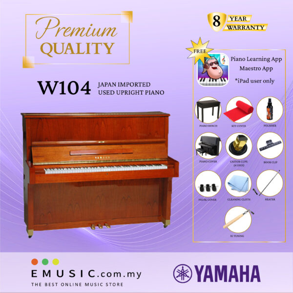 PREMIUM QUALITY YAMAHA W104 - Used Acoustic Upright Piano Japan Imported Local Refurbish Recon Piano W104