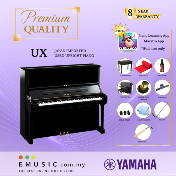 PREMIUM QUALITY YAMAHA UX - Used Acoustic Upright Piano Japan Imported Local Refurbish Recon Piano UX