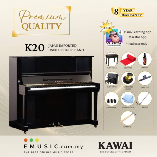 PREMIUM QUALITY Kawai K20 - Used Acoustic Upright Piano Japan Imported Local Refurbish Recon Piano K20