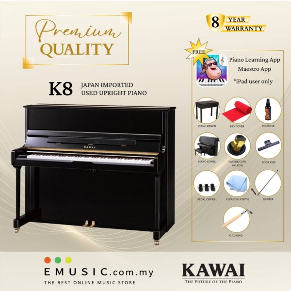 PREMIUM QUALITY Kawai K8 - Used Acoustic Upright Piano Japan Imported Local Refurbish Recon Piano K8