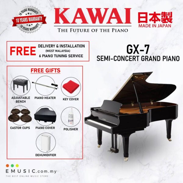 Kawai GX-7 (Made in Japan) Ebony Polish Grand Piano (GX-7 / GX7)