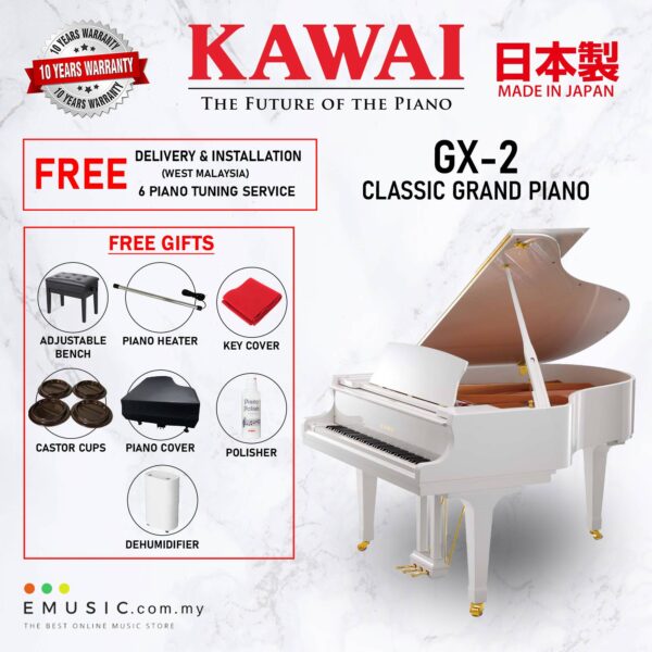 Kawai GX-2 (Made in Japan) White Polish Grand Piano (GX-2 / GX2)