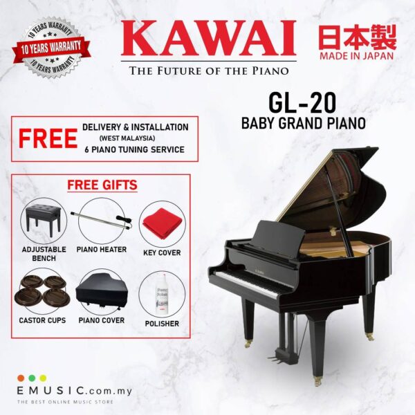 Kawai GL-20 (Made in Japan) Ebony Polish Grand Piano (GL-20 / GL20)