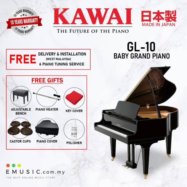 Kawai GL-10 (Made in Japan) Ebony Polish Grand Piano (GL-10 / GL10)