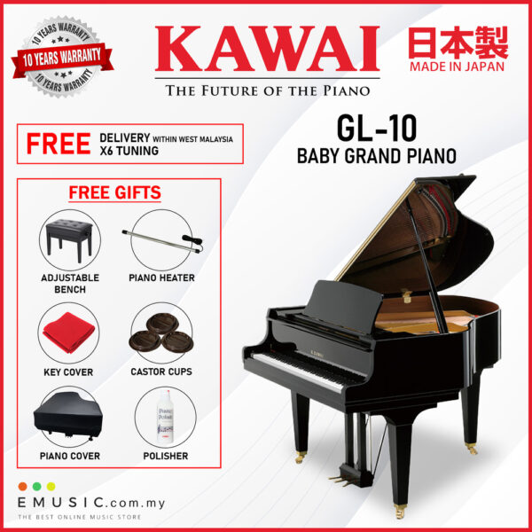 Kawai GL-10 (Made in Japan) Ebony Polish Grand Piano (GL-10 / GL10)