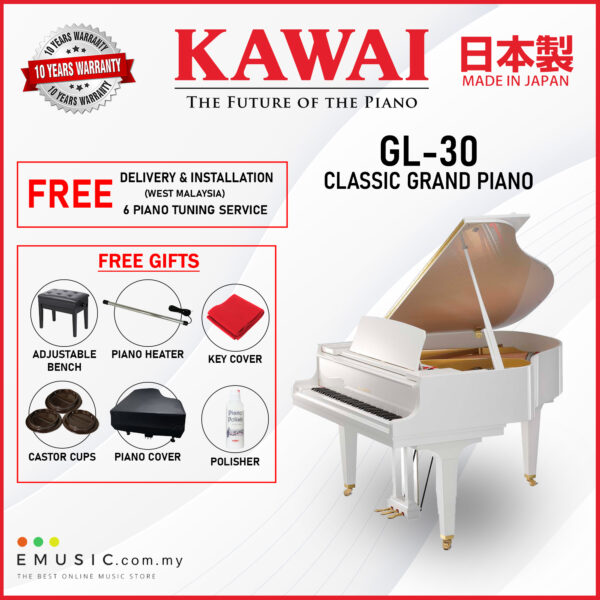 Kawai GL-30 (Made in Japan) White Polish Grand Piano (GL-30 / GL30)