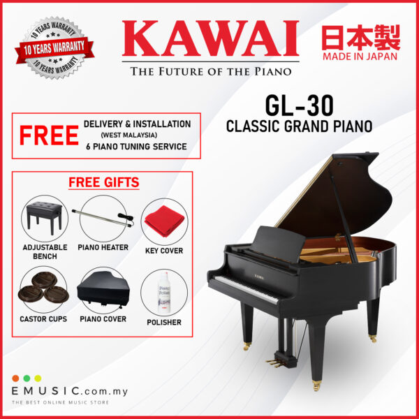 Kawai GL-30 (Made in Japan) Ebony Polish Grand Piano (GL-30 / GL30)