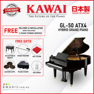 Kawai GL-50 ATX4 (Made in Japan) Ebony Polish Hybrid Grand Piano (GL-50 ATX4 / GL50 ATX4)