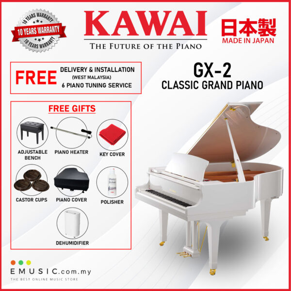 Kawai GX-2 (Made in Japan) White Polish Grand Piano (GX-2 / GX2)