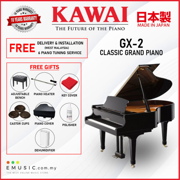 Kawai GX-2 (Made in Japan) Ebony Polish Grand Piano (GX-2 / GX2)