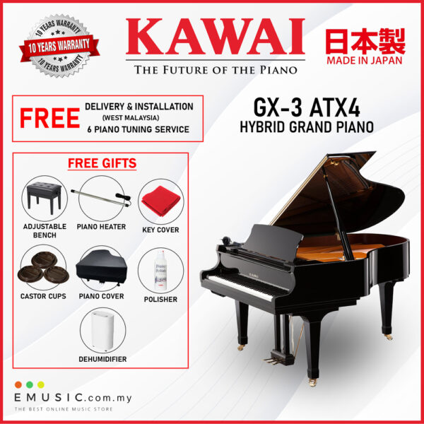 Kawai GX-3 ATX4 (Made in Japan) Ebony Polish Hybrid Grand Piano (GX-3 ATX4 / GX3ATX4)