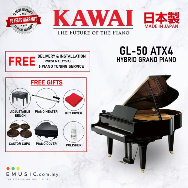 Kawai GL-50 ATX4 (Made in Japan) Ebony Polish Hybrid Grand Piano (GL-50 ATX4 / GL50 ATX4)