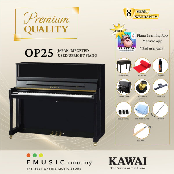 PREMIUM QUALITY Kawai OP25 - Used Acoustic Upright Piano Japan Imported Local Refurbish Recon Piano OP25