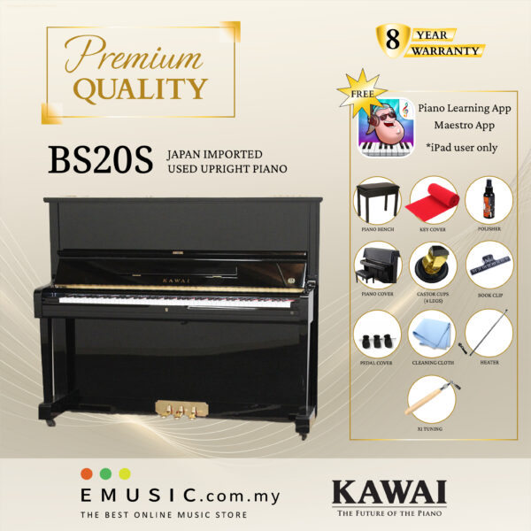 PREMIUM QUALITY Kawai BS20S - Used Acoustic Upright Piano Japan Imported Local Refurbish Recon Piano BS-20S