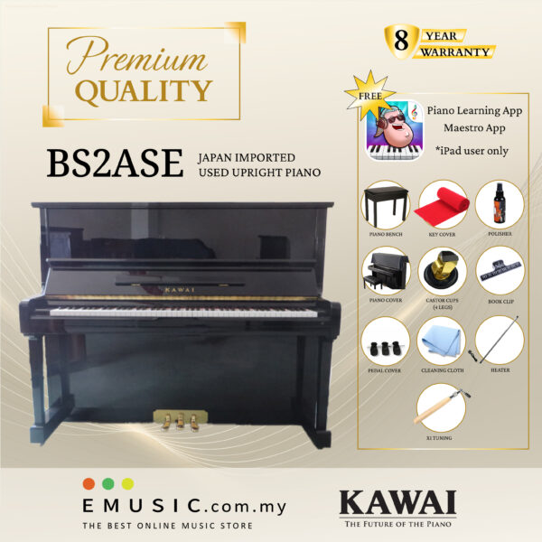 PREMIUM QUALITY Kawai BS2ASE - Used Acoustic Upright Piano Japan Imported Local Refurbish Recon Piano BS-2ASE