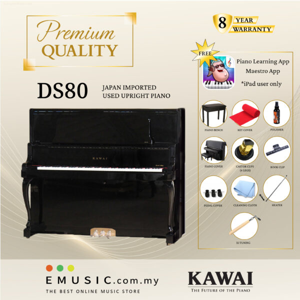 PREMIUM QUALITY Kawai DS80 - Used Acoustic Upright Piano Japan Imported Local Refurbish Recon Piano DS-80
