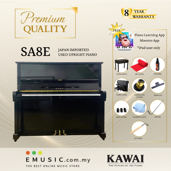 PREMIUM QUALITY Kawai SA8E - Used Acoustic Upright Piano Japan Imported Local Refurbish Recon Piano SA8E