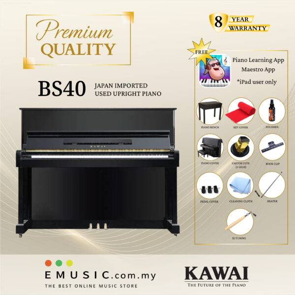 PREMIUM QUALITY Kawai BS40 - Used Acoustic Upright Piano Japan Imported Local Refurbish Recon Piano BS40