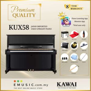 PREMIUM QUALITY Kawai KUX58 - Used Acoustic Upright Piano Japan Imported Local Refurbish Recon Piano KUX58