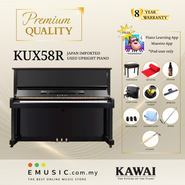 PREMIUM QUALITY Kawai KUX58R - Used Acoustic Upright Piano Japan Imported Local Refurbish Recon Piano KUX58R