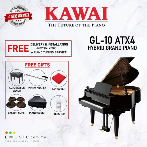 Kawai GL-10 ATX4 Ebony Polish Hybrid Grand Piano (GL-10 ATX4 / GL10 ATX4)
