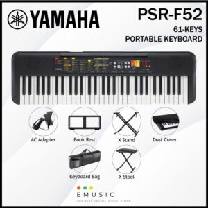 Yamaha PSR-F52 61-keys Digital Portable Keyboard with Piano Stand, X Stand, and Keyboard Bag