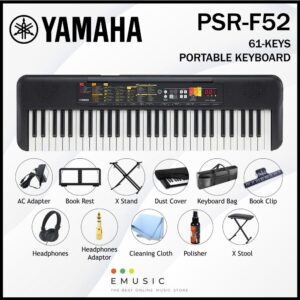 Yamaha PSR-F52 61-keys Digital Portable Keyboard with Piano Stand, X Stand, and X Stool