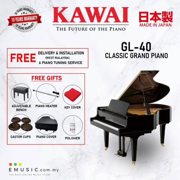 Kawai GL-40 (Made in Japan) Ebony Polish Grand Piano (GL-40 / GL40)