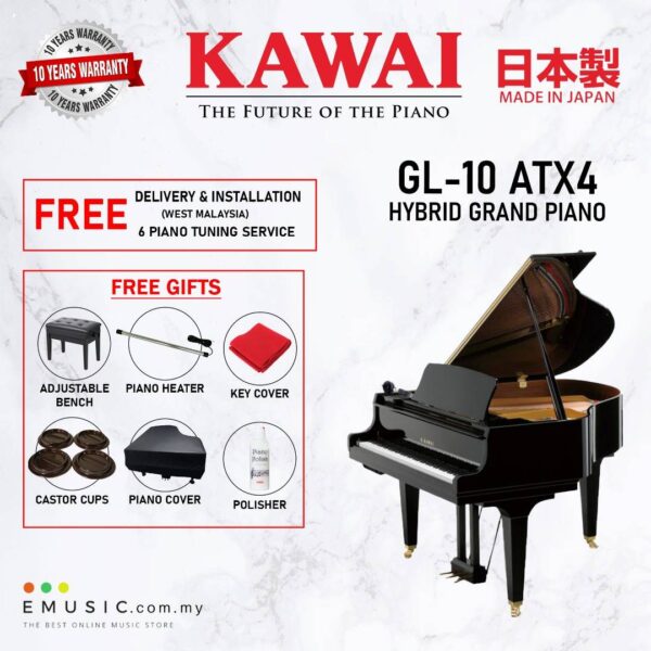 Kawai GL-10 ATX4 (Made in Japan) Ebony Polish Hybrid Grand Piano (GL-10 ATX4 / GL10 ATX4)