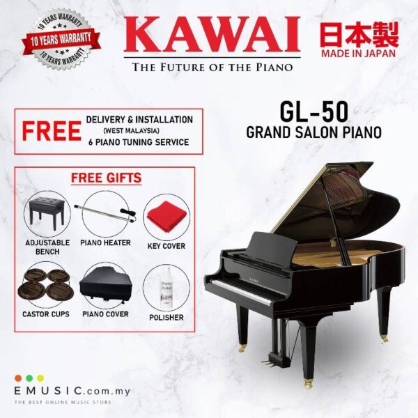 Kawai GL-50 (Made in Japan) Ebony Polish Grand Piano (GL-50 / GL50)