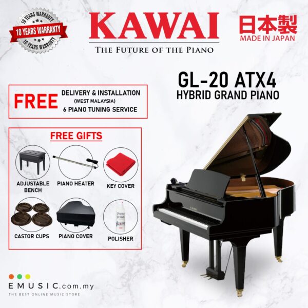 Kawai GL-20 ATX4 (Made in Japan) Ebony Polish Hybrid Grand Piano (GL-20 ATX4 / GL20 ATX4)