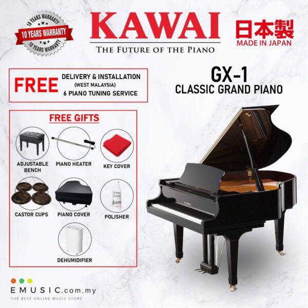 Kawai GX-1 (Made in Japan) Ebony Polish Grand Piano (GX-1 / GX1)