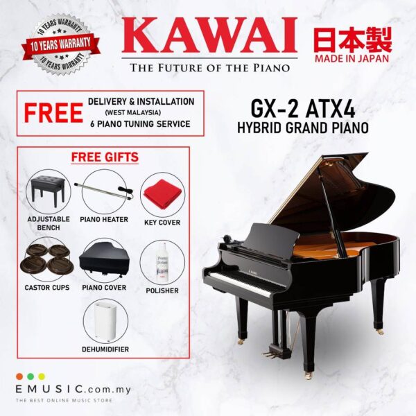 Kawai GX-2 ATX4 (Made in Japan) Ebony Polish Hybrid Grand Piano (GX-2 ATX4 / GX2ATX4)