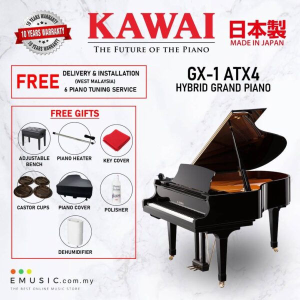 Kawai GX-1 ATX4 (Made in Japan) Ebony Polish Hybrid Grand Piano (GX-1 ATX4 / GX1ATX4)