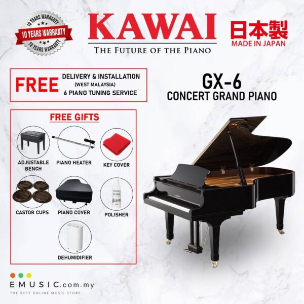 Kawai GX-6 (Made in Japan) Ebony Polish Grand Piano (GX-6 / GX6)