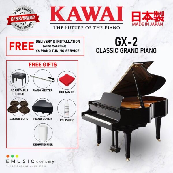 Kawai GX-2 (Made in Japan) Ebony Polish Grand Piano (GX-2 / GX2)
