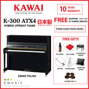 Kawai K300 ATX4 (Made in Japan) New Acoustic Hybrid Silent Upright Piano Ebony (K-300 ATX4 / K 300 ATX4)