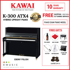 Kawai K300 ATX4 New Acoustic Hybrid Silent Upright Piano Ebony (K-300 ATX4 / K 300 ATX4)