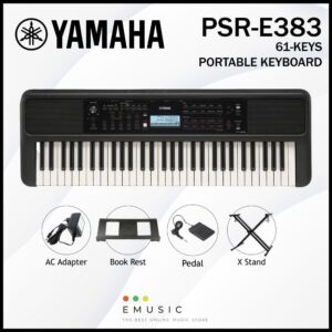 Yamaha PSR-E383 61-keys Digital Portable Keyboard with X Stand and Pedal